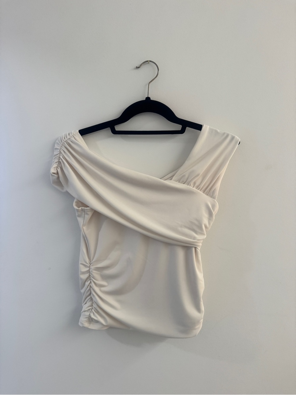 Abercrombie & Fitch Cream Cross-Front Ruched Camisole